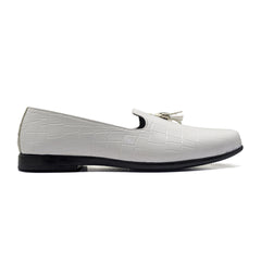 White Casual Loafer Tassel