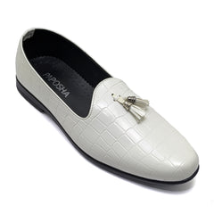 White Casual Loafer Tassel