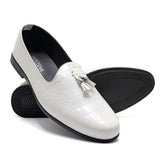 White Casual Loafer Tassel