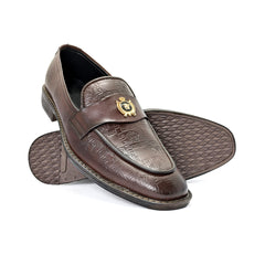 Synthetic Leather Versace Plain Brown Shoe