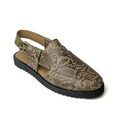 Premium Grey Snake Leather Peshawari Sandals