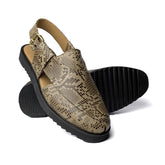 Premium Grey Snake Leather Peshawari Sandals