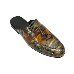 Brown Tassel Snake Leather Mule