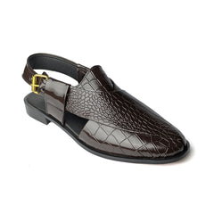 Brown Croc Patent Peshawari Chappal
