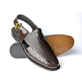 Brown Croc Patent Peshawari Chappal