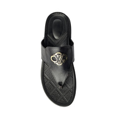 Black Toe-Ring Slippers