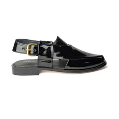Black Plain Peshawari Chappal