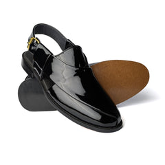 Black Plain Peshawari Chappal