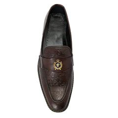 Synthetic Leather Versace Plain Brown Shoe