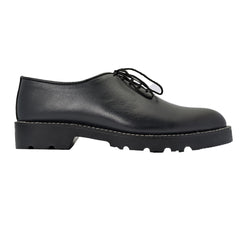 Men Black High Sole Leather Lace Shoe