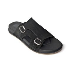 Dual-Buckle Black Formal Slippers