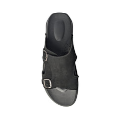 Dual-Buckle Black Formal Slippers