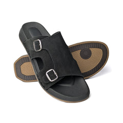 Dual-Buckle Black Formal Slippers