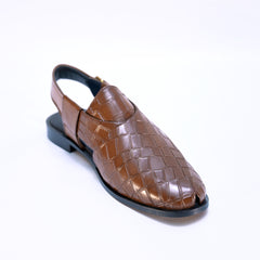 Brown Full Croc Peshawari Chappal