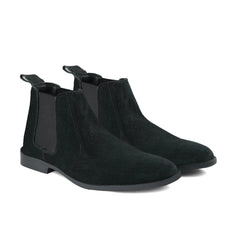 Luxe Black Suede Chelsea Boots