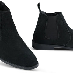 Luxe Black Suede Chelsea Boots