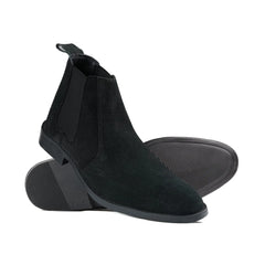 Luxe Black Suede Chelsea Boots