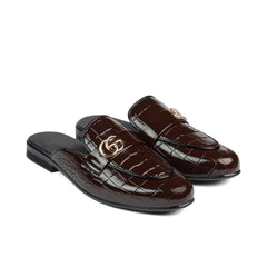 Brown Croc Textured Mule