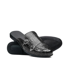 Black Croc Monk Mule