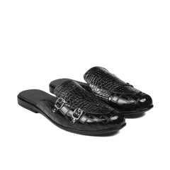 Black Croc Monk Mule