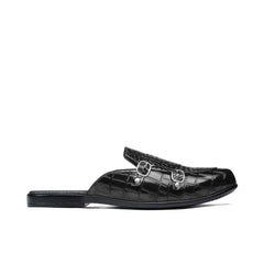 Black Croc Monk Mule