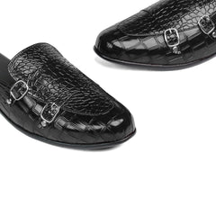 Black Croc Monk Mule