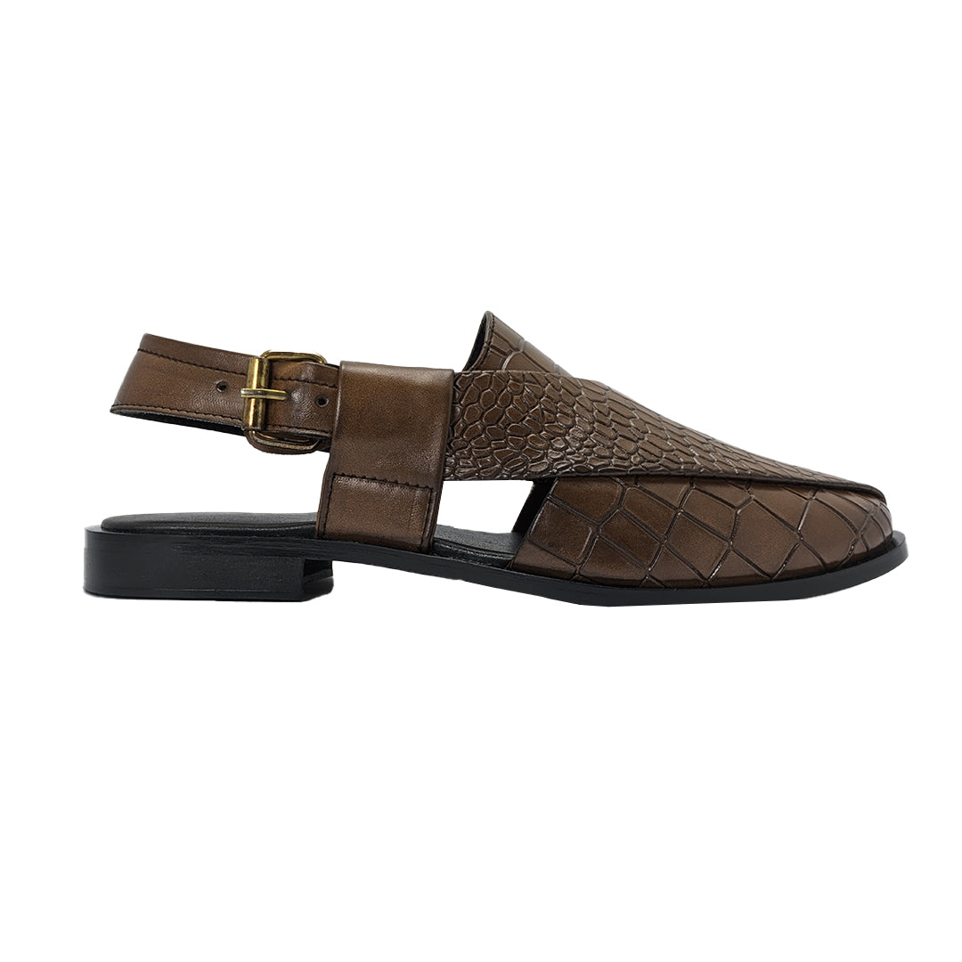 Brown Croc Peshawari Chappal