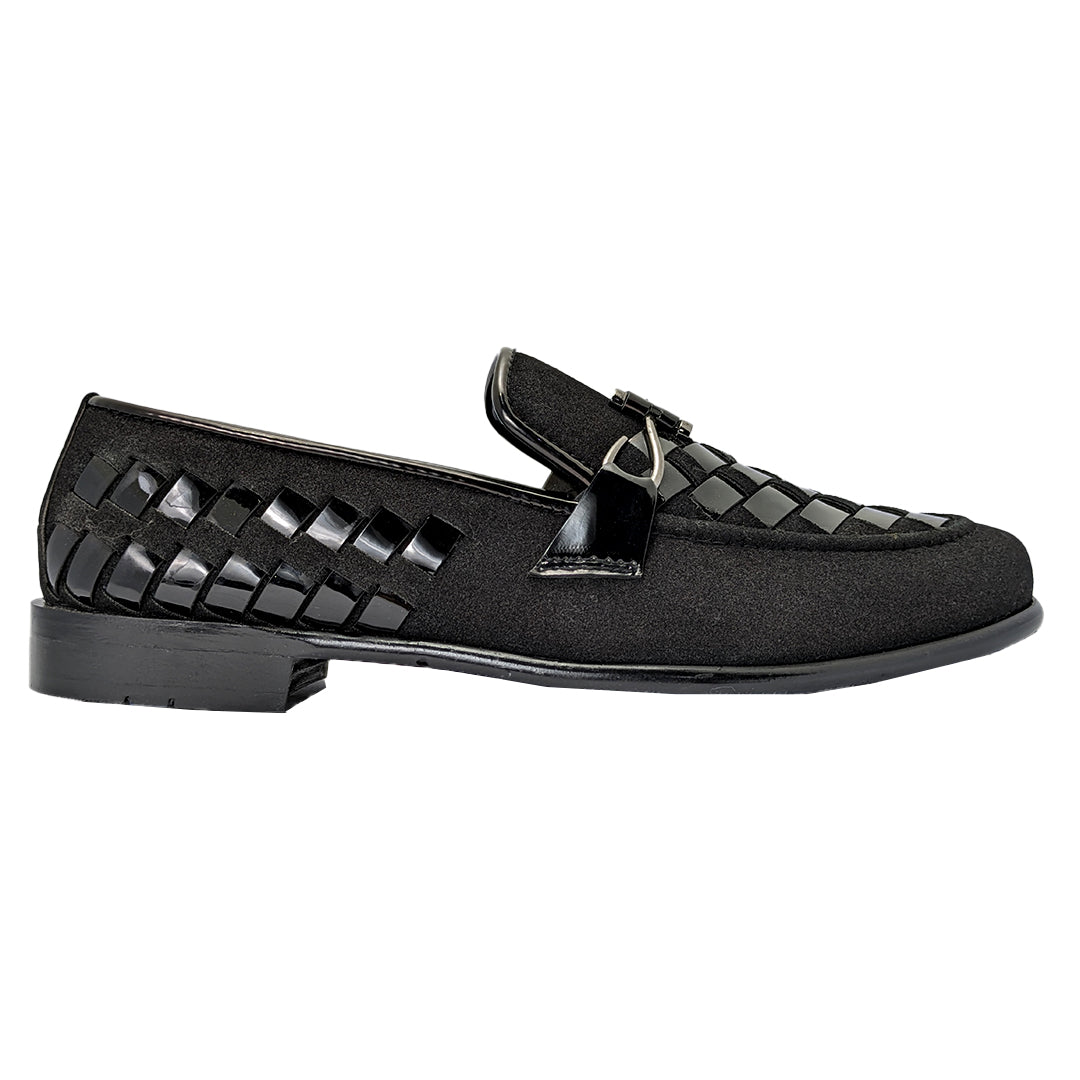 Black Woven Leather Shoe