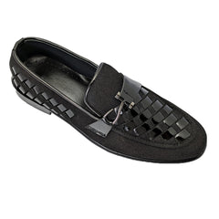 Black Woven Leather Shoe