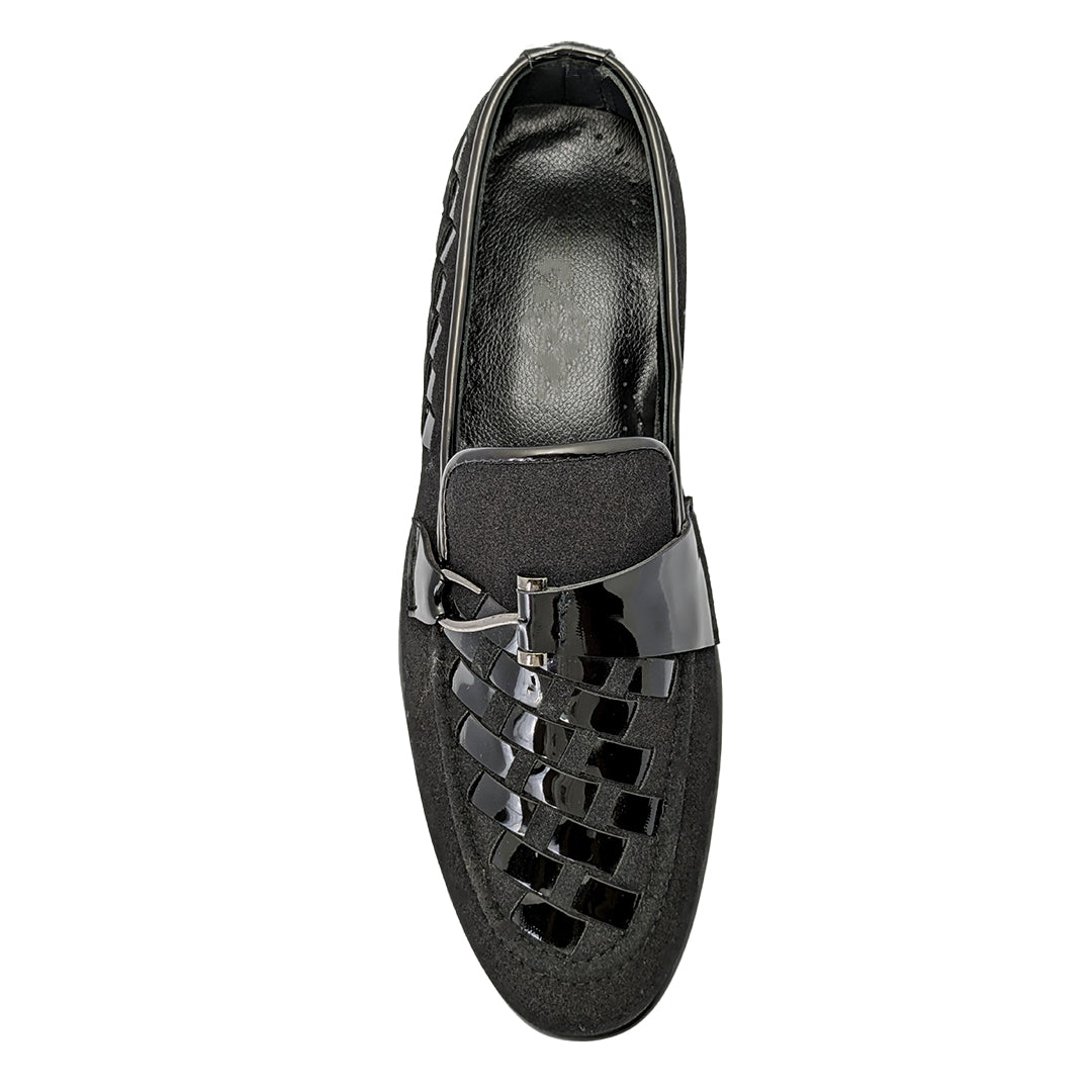 Black Woven Leather Shoe