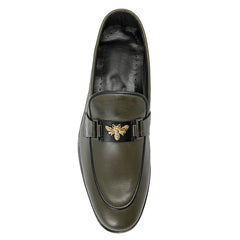 Green Plain Leather Formal Loafer