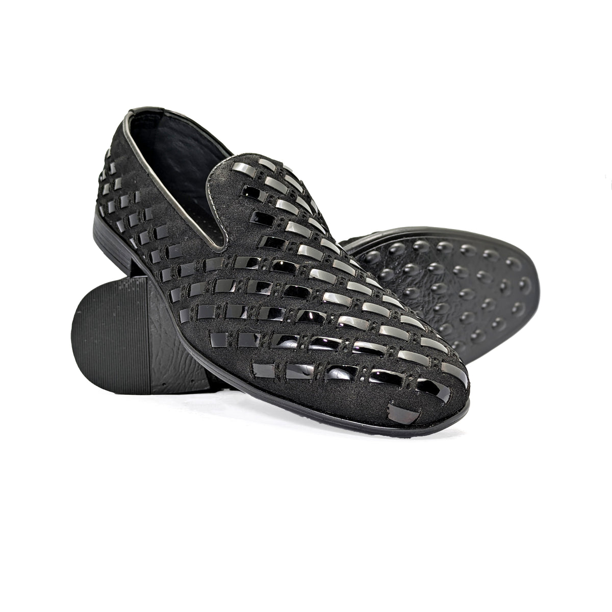 Black Woven Leather Shoe