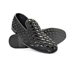 Black Woven Leather Shoe