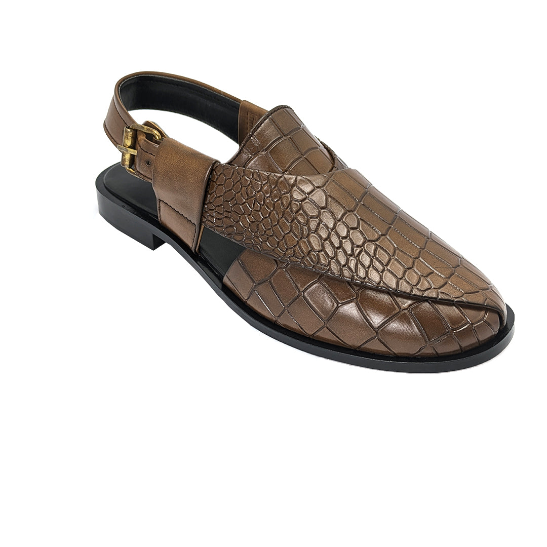 Brown Croc Peshawari Chappal