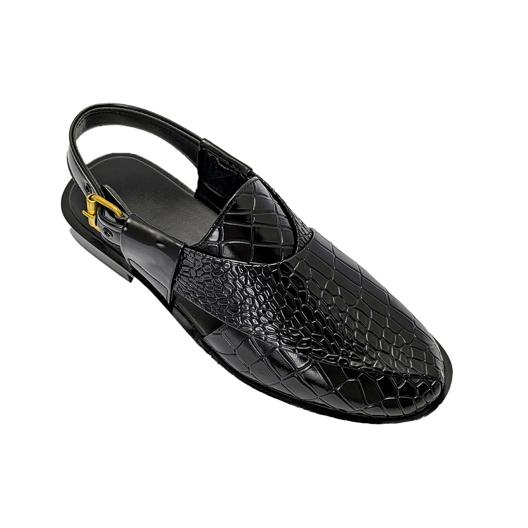 Black Croc Peshawari Chappal