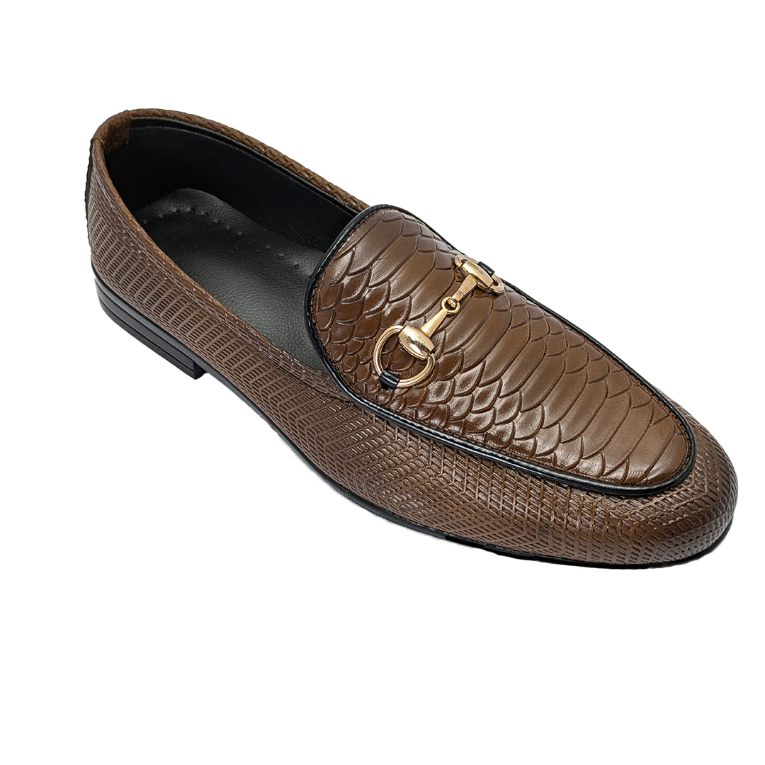 Brown Croc Leather Textured Shoe PP-1486