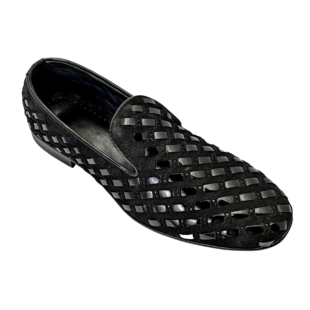 Black Woven Leather Shoe