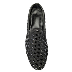 Black Woven Leather Shoe