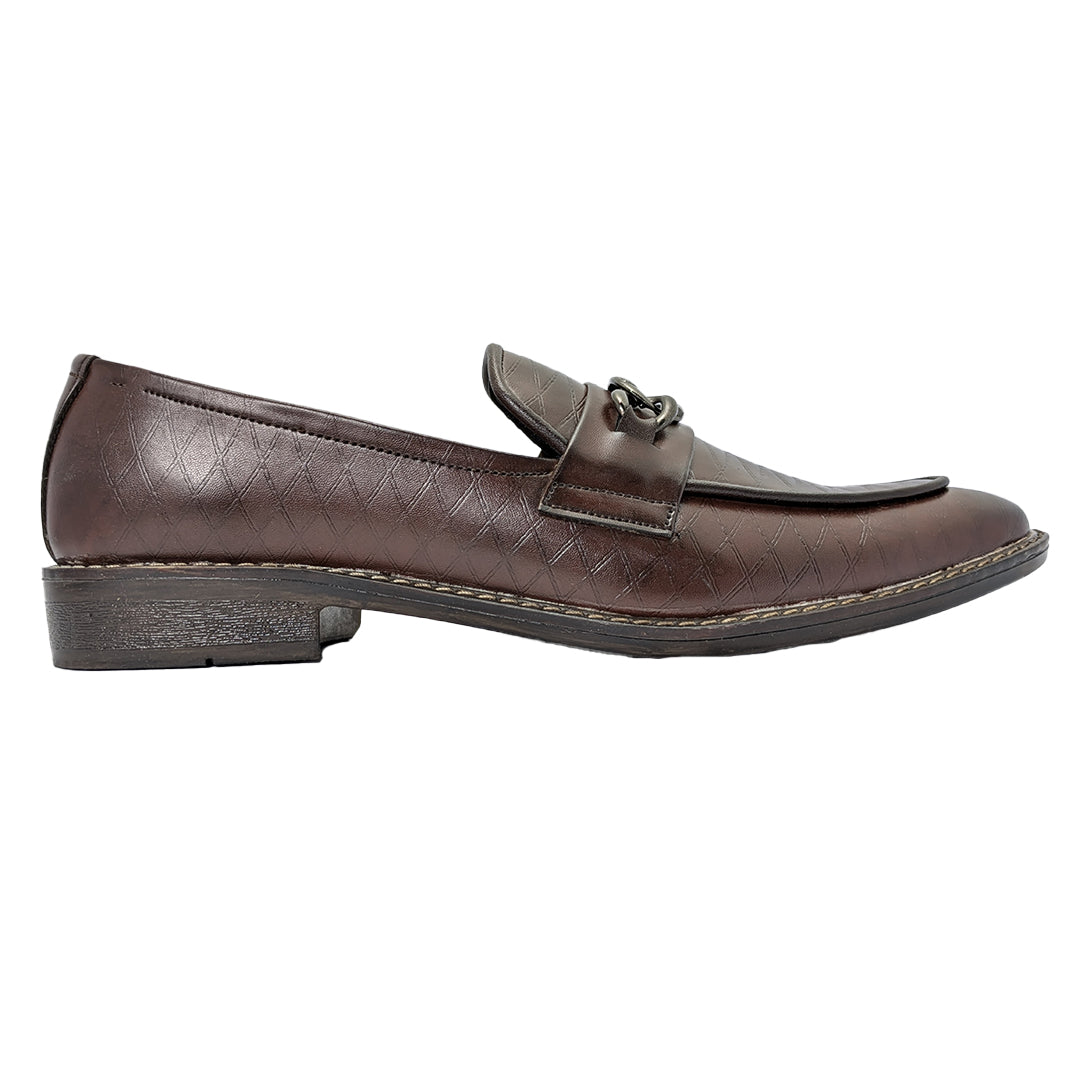 Dark Brown Leather Textured Shoe