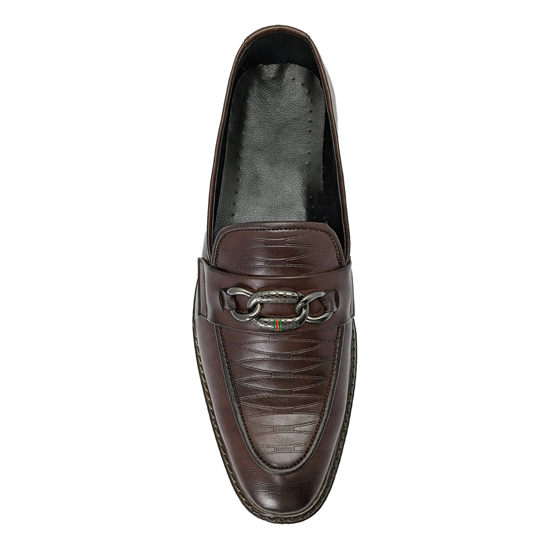 Dark Brown Leather Textured Shoe