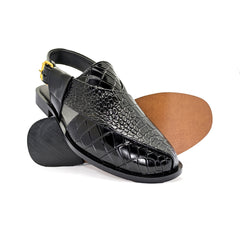 Black Croc Peshawari Chappal