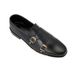 Black Two Monk Textured Shoe