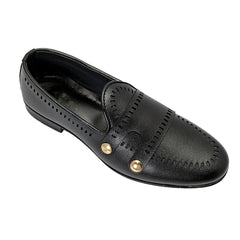 Black Two Monk Leather Grain Shoe