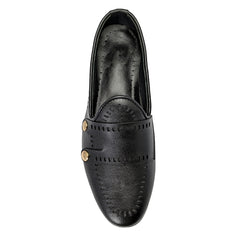 Black Two Monk Leather Grain Shoe