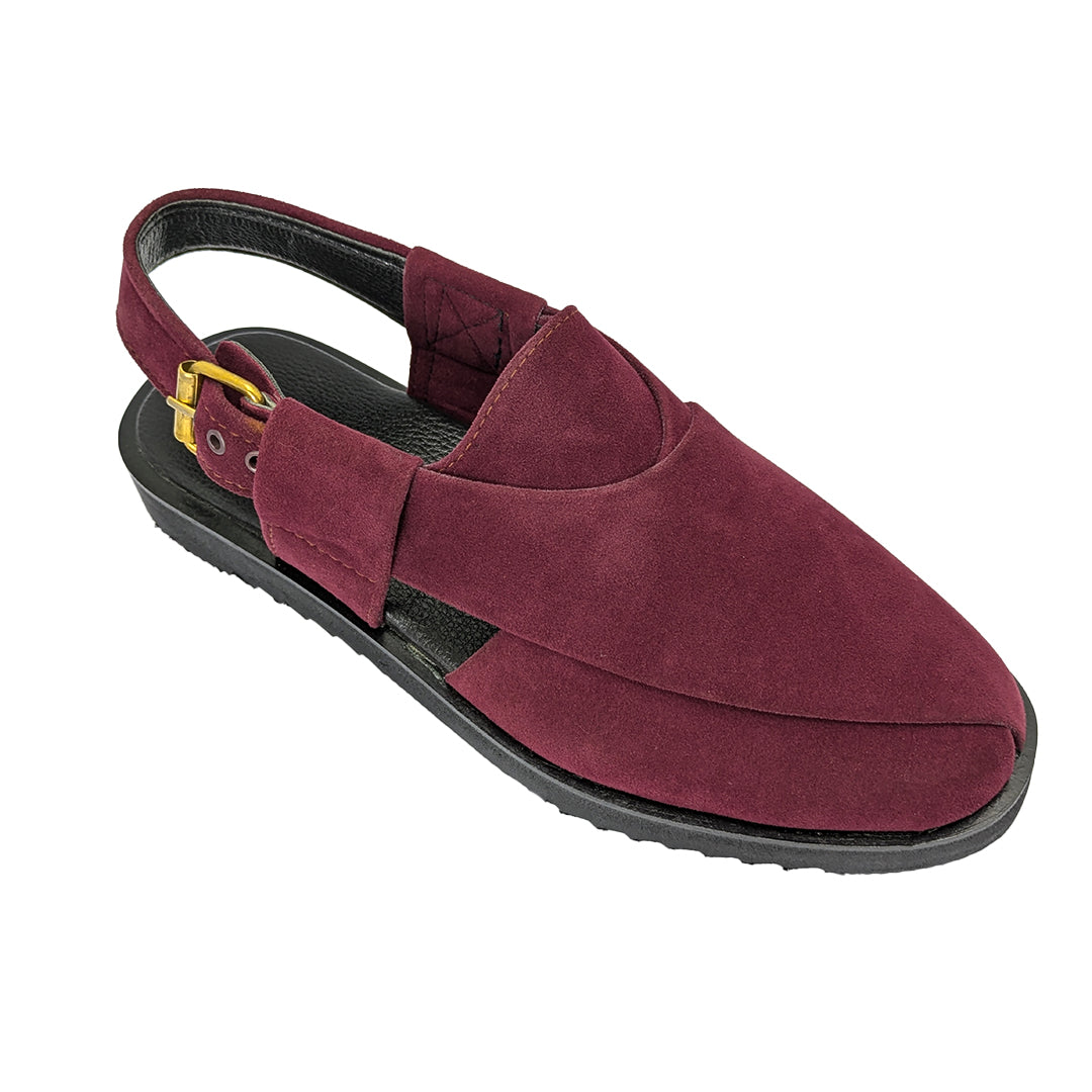 Maroon Suede Peshawari Chappal