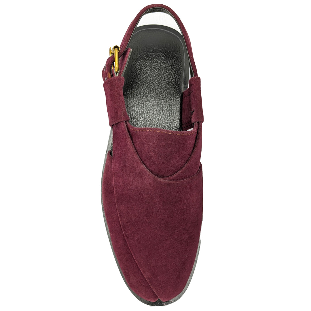 Maroon Suede Peshawari Chappal