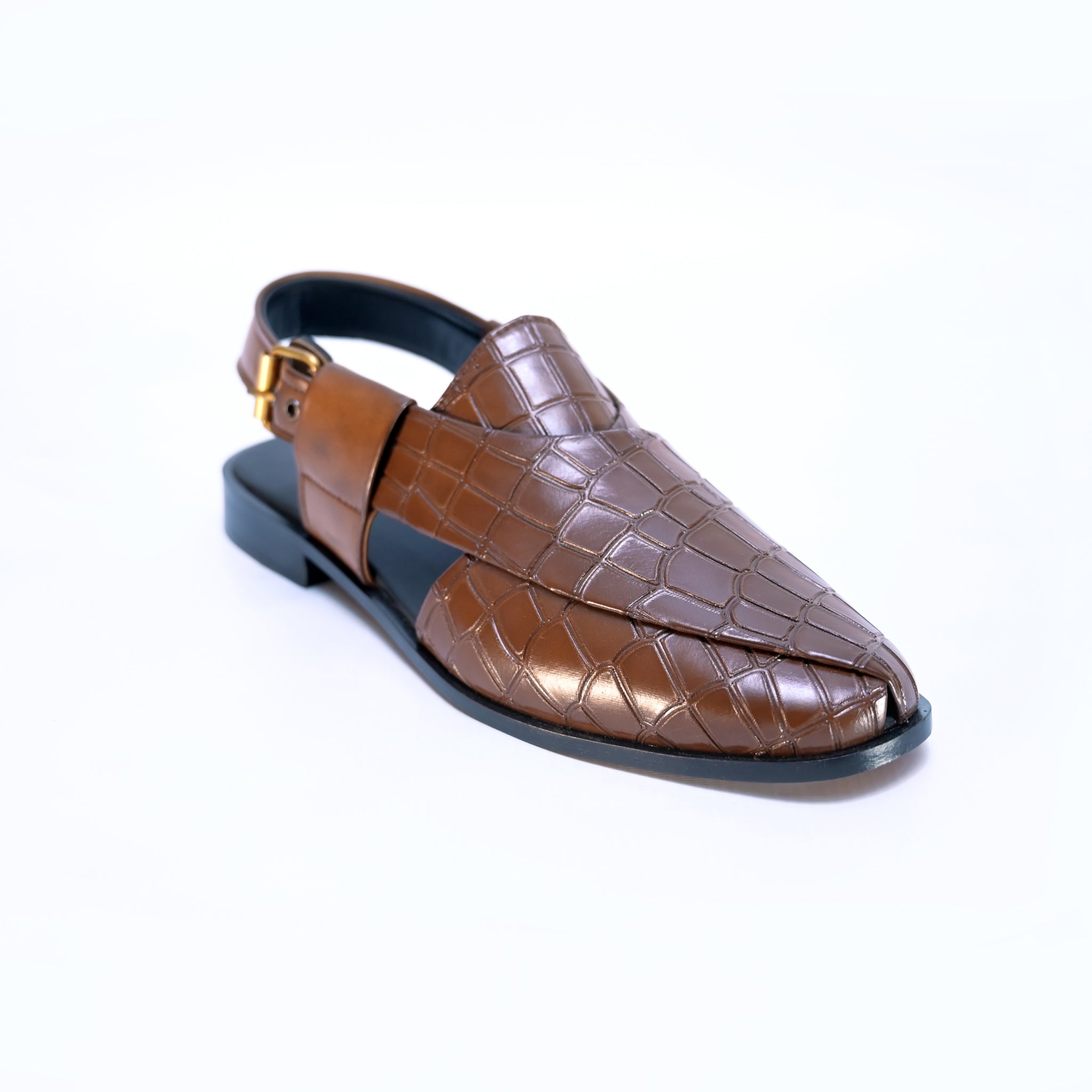 Brown Full Croc Peshawari Chappal