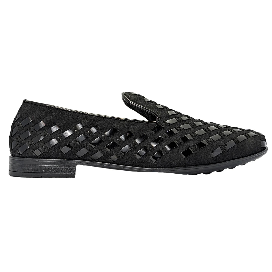 Black Woven Leather Shoe