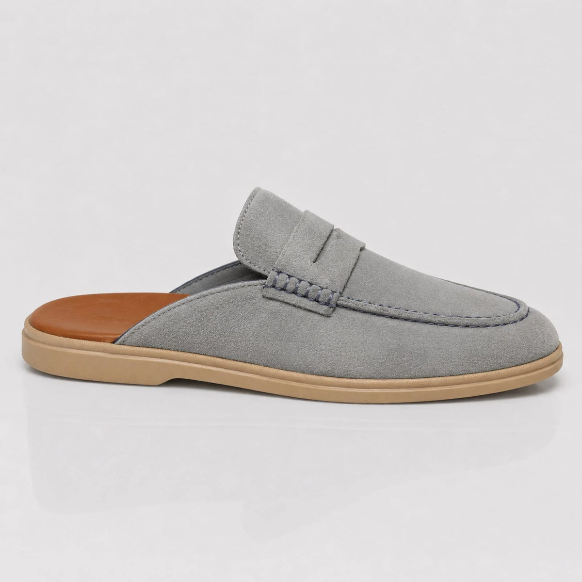Grey Leather Suede Loafer