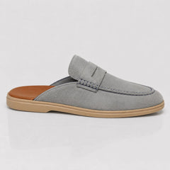 Grey Leather Suede Loafer